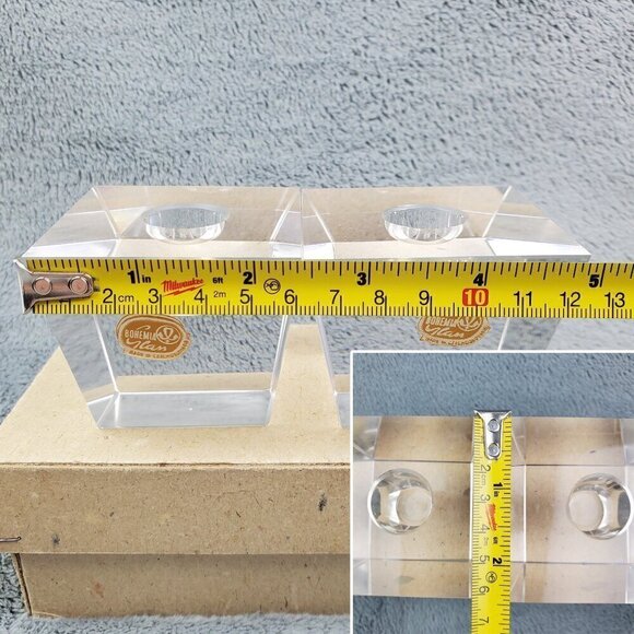 Bohemia Glass MCM VTG Czechoslovakia Crystal Candle Stick Holders Pair Orig. Box - Picture 7 of 17